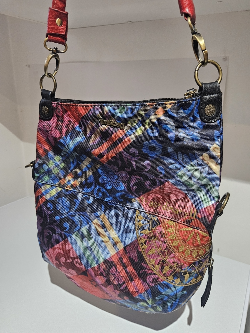 Desigual Multicolour Shoulder Bag Purse Bucket Bag Expandable, Handle Adjustable - Picture 3 of 15
